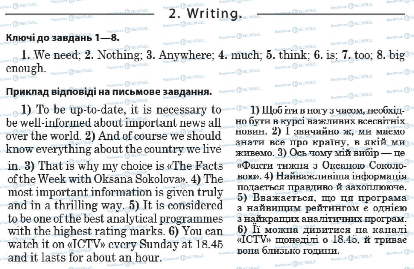 ДПА Англійська мова 9 клас сторінка 2. Writing