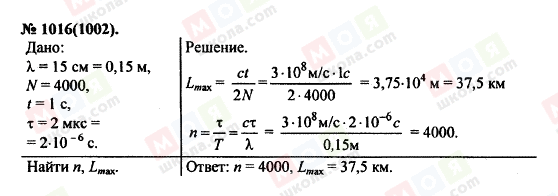 ГДЗ Фізика 11 клас сторінка 1016(1002)