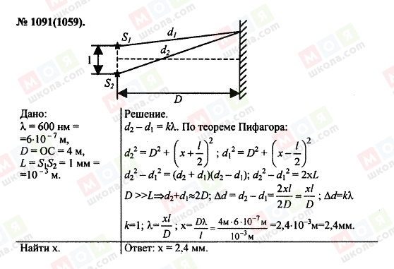 ГДЗ Фізика 11 клас сторінка 1091(1059)