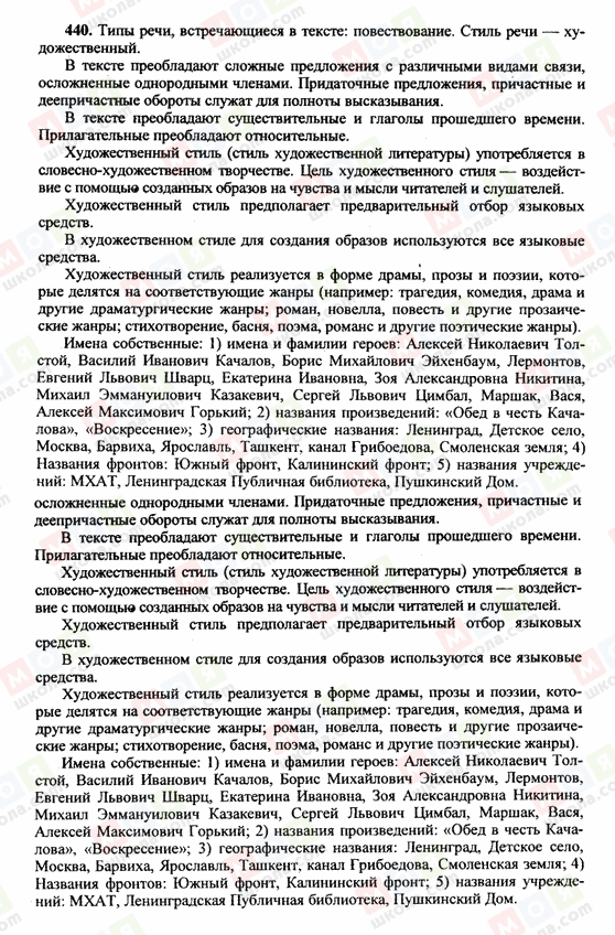 ГДЗ Російська мова 10 клас сторінка 440