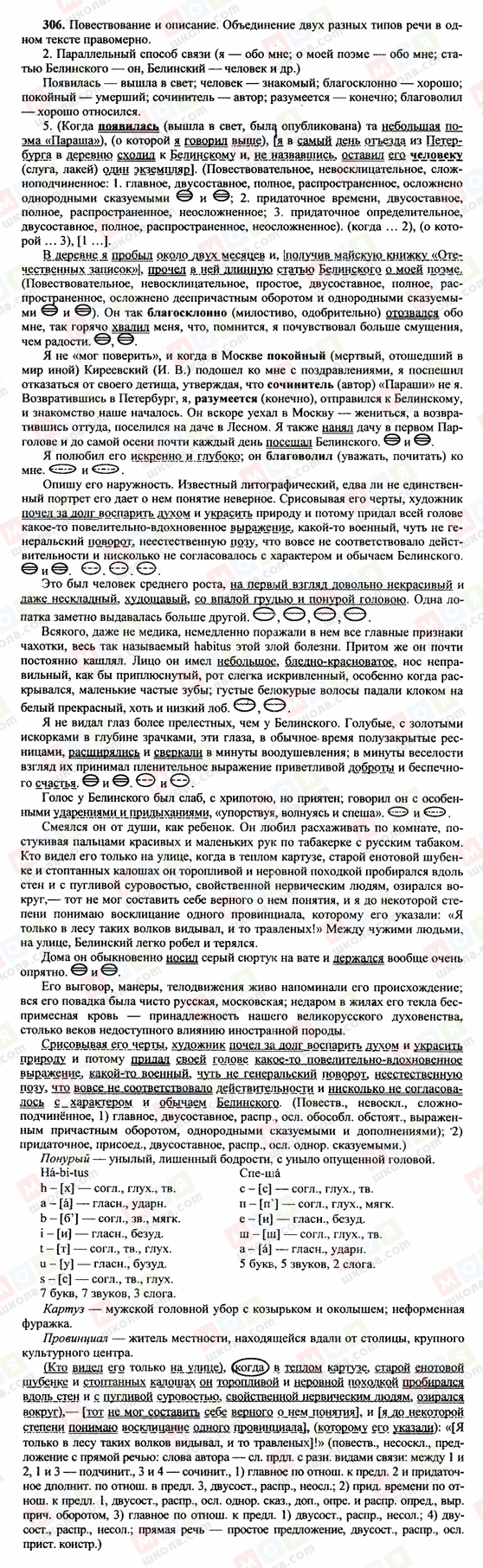 ГДЗ Російська мова 10 клас сторінка 306