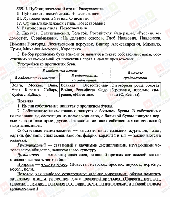 ГДЗ Російська мова 10 клас сторінка 339