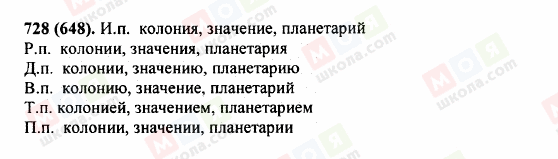 ГДЗ Російська мова 5 клас сторінка 728 (648)