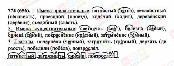 ГДЗ Російська мова 5 клас сторінка 774(656)