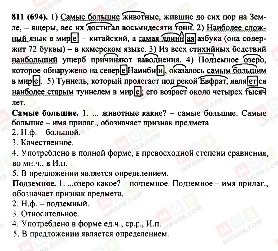 ГДЗ Російська мова 5 клас сторінка 811(694)