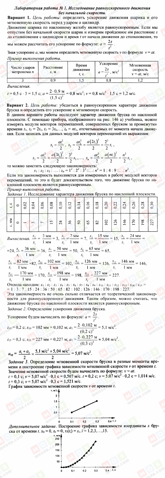 ГДЗ Фізика 9 клас сторінка Лабораторная работа 1