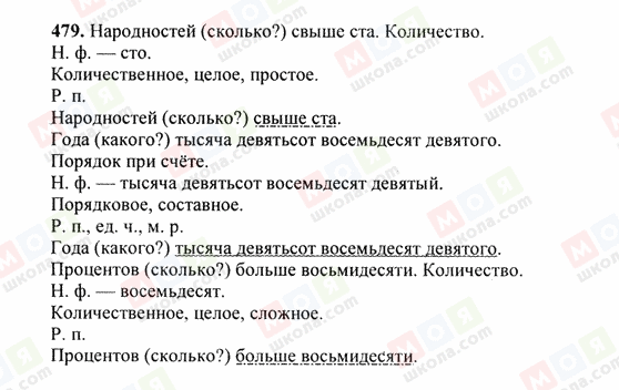 ГДЗ Російська мова 6 клас сторінка 479