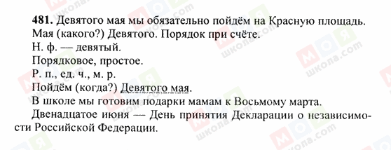 ГДЗ Російська мова 6 клас сторінка 481