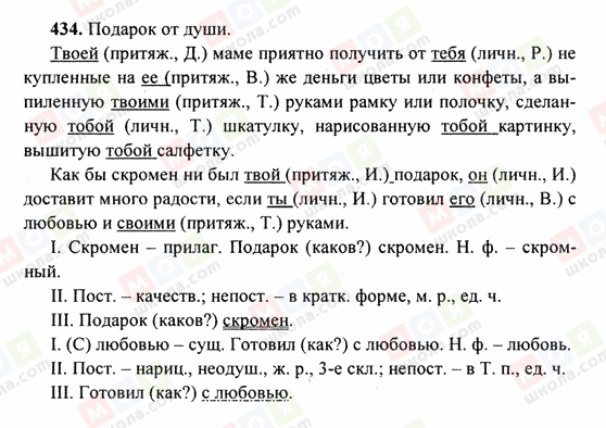 ГДЗ Російська мова 6 клас сторінка 434