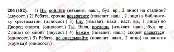 ГДЗ Російська мова 8 клас сторінка 204(182)