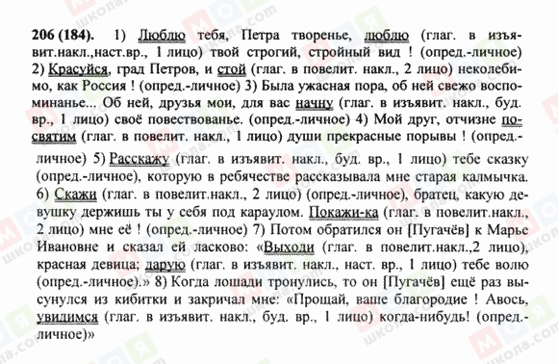ГДЗ Російська мова 8 клас сторінка 206(184)