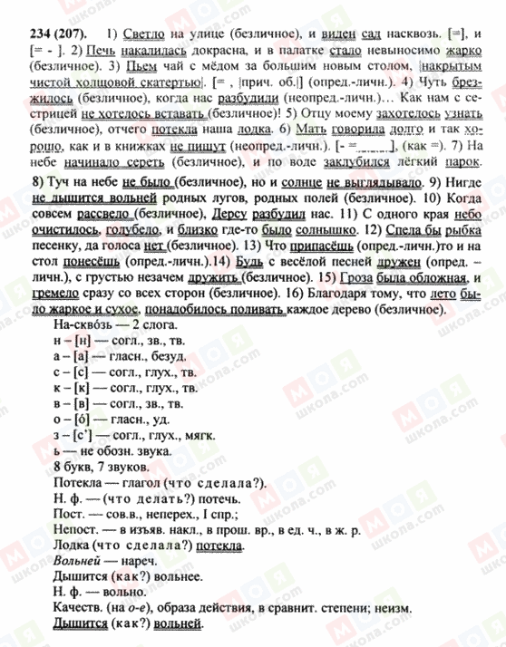 ГДЗ Російська мова 8 клас сторінка 234(207)