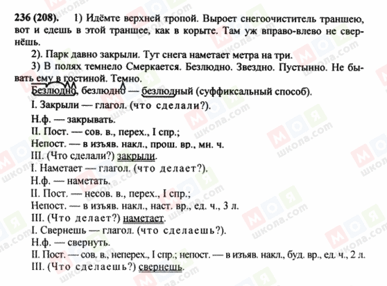 ГДЗ Російська мова 8 клас сторінка 236(208)