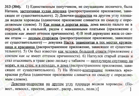 ГДЗ Російська мова 8 клас сторінка 313(304)