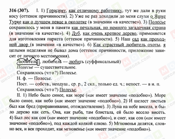 ГДЗ Російська мова 8 клас сторінка 316(307)