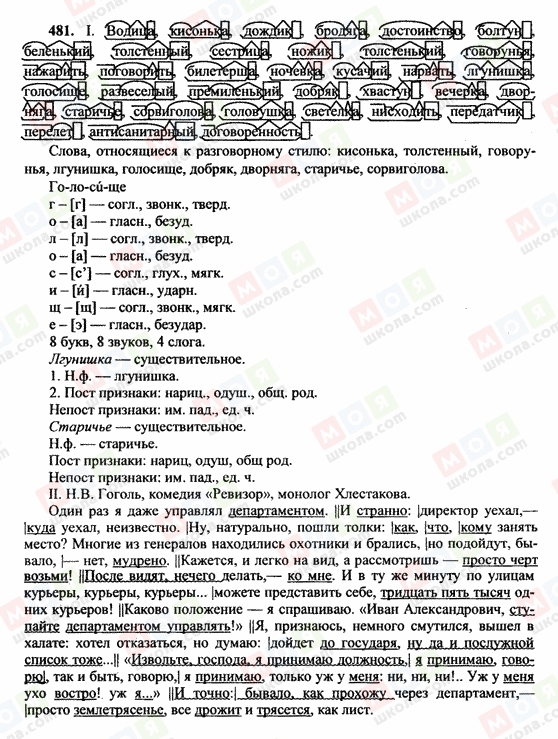 ГДЗ Русский язык 10 класс страница 481