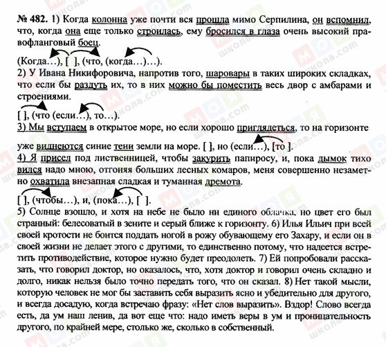 ГДЗ Російська мова 10 клас сторінка 482