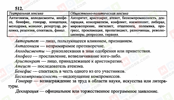 ГДЗ Російська мова 10 клас сторінка 512