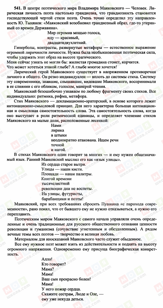 ГДЗ Російська мова 10 клас сторінка 541