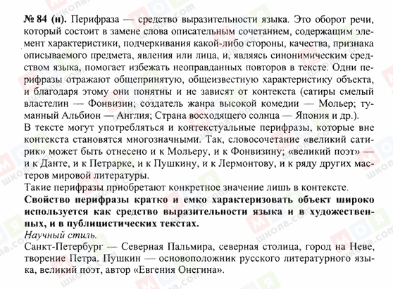 ГДЗ Російська мова 10 клас сторінка 84(н)