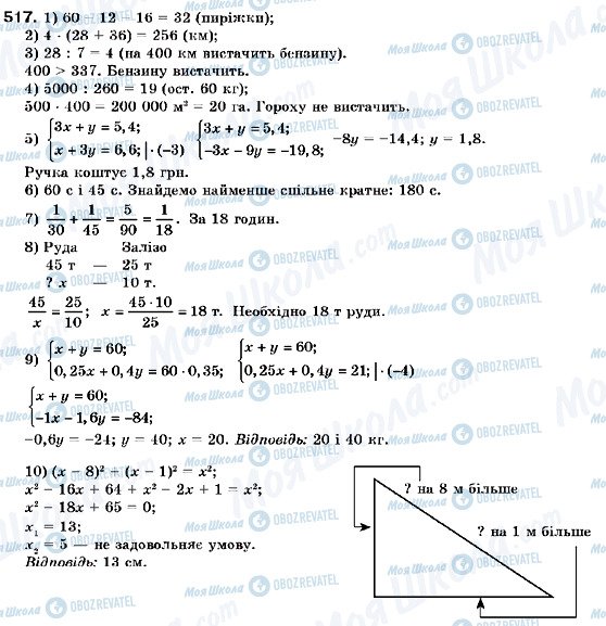 ГДЗ Алгебра 9 клас сторінка 517