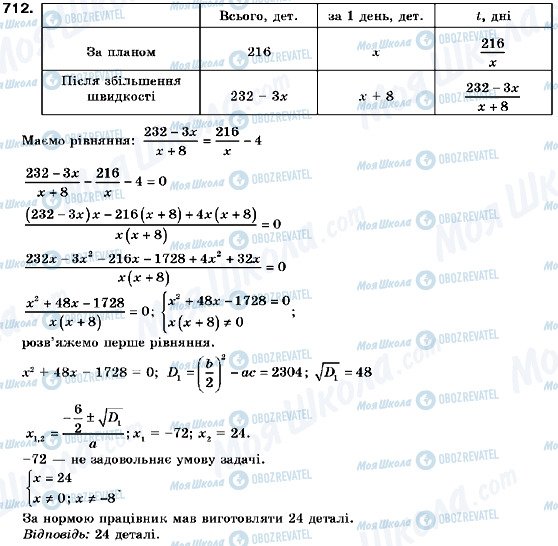 ГДЗ Алгебра 9 клас сторінка 712