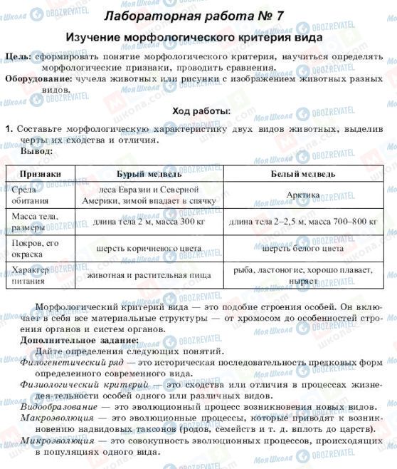 ГДЗ Біологія 10 клас сторінка Ход работы