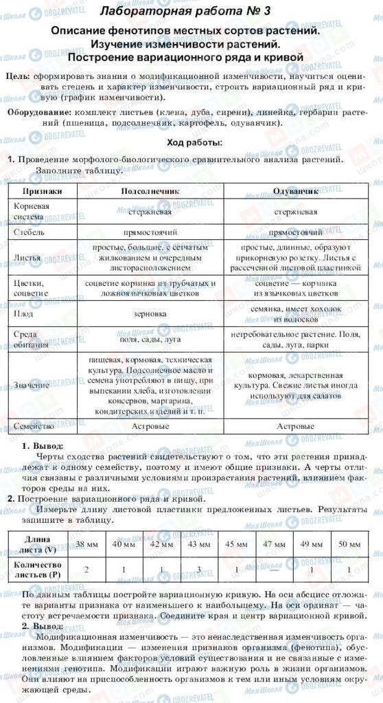 ГДЗ Біологія 10 клас сторінка Ход работы