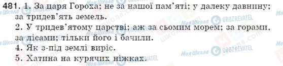 ГДЗ Українська мова 5 клас сторінка 481