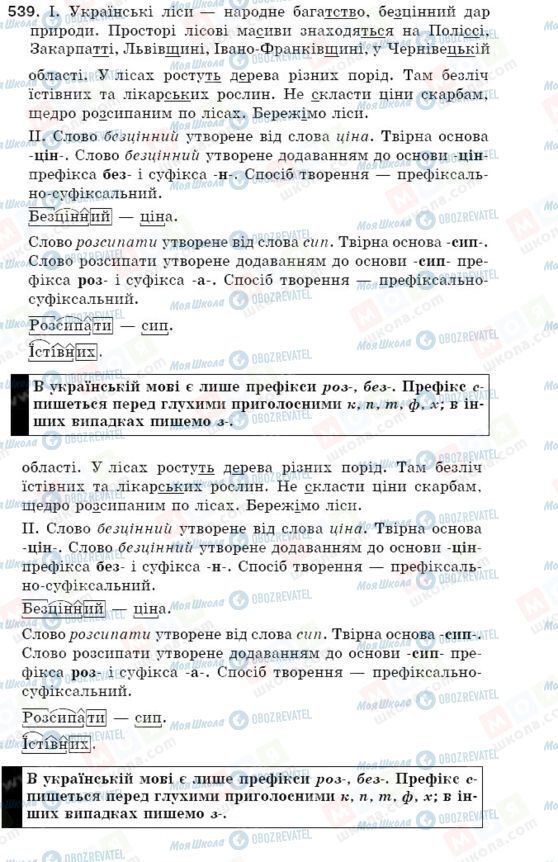 ГДЗ Українська мова 5 клас сторінка 539