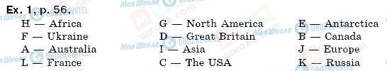 ГДЗ Англійська мова 6 клас сторінка упр. 1, стр. 56