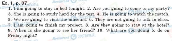 ГДЗ Англійська мова 6 клас сторінка упр. 1, стр. 87