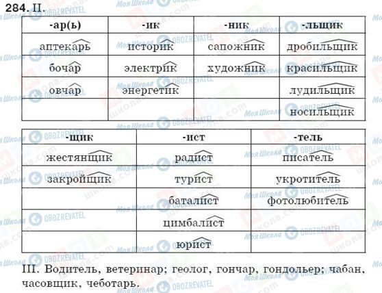 ГДЗ Російська мова 5 клас сторінка 284