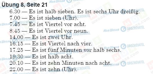 ГДЗ Німецька мова 5 клас сторінка упр.8, стр.21