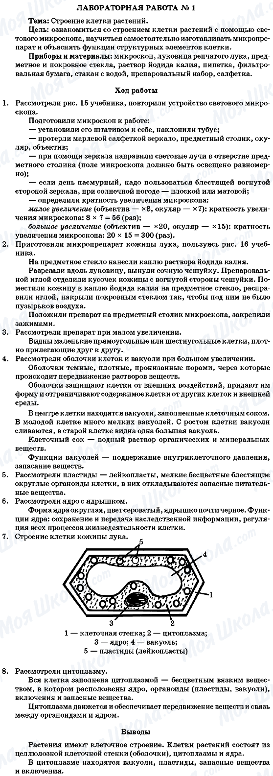 ГДЗ Биология 7 класс страница Лабораторная работа 1