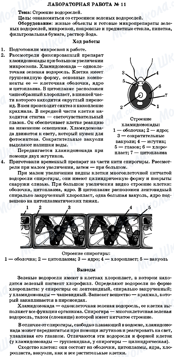 ГДЗ Біологія 7 клас сторінка Лабораторная работа 11