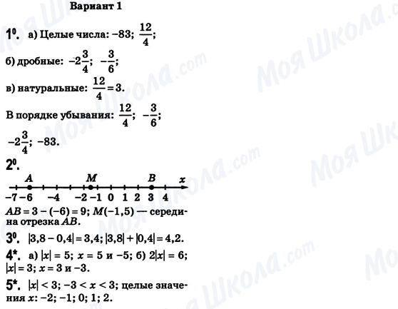 ГДЗ Математика 6 клас сторінка Вариант-1