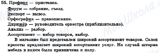 ГДЗ Російська мова 7 клас сторінка 55