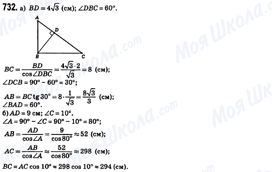 ГДЗ Геометрія 8 клас сторінка 732