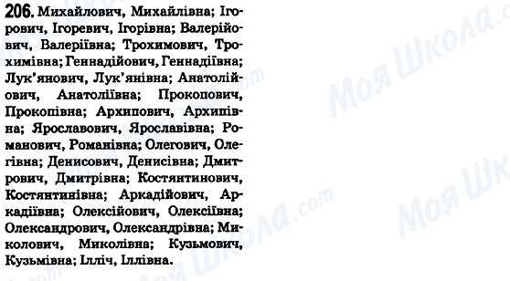 ГДЗ Українська мова 6 клас сторінка 206