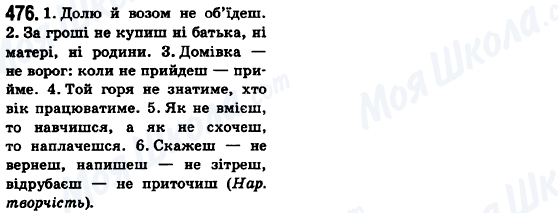 ГДЗ Укр мова 6 класс страница 476