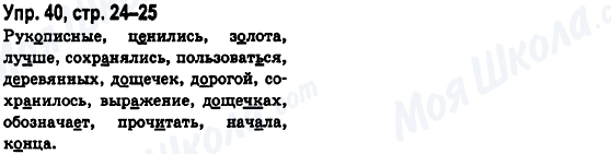 ГДЗ Російська мова 6 клас сторінка Упр.40, стр.24-25
