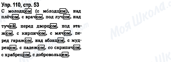 ГДЗ Російська мова 6 клас сторінка Упр.110, стр.53