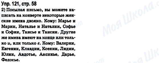 ГДЗ Російська мова 6 клас сторінка Упр.121, стр.58