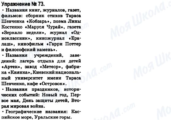 ГДЗ Російська мова 6 клас сторінка 73