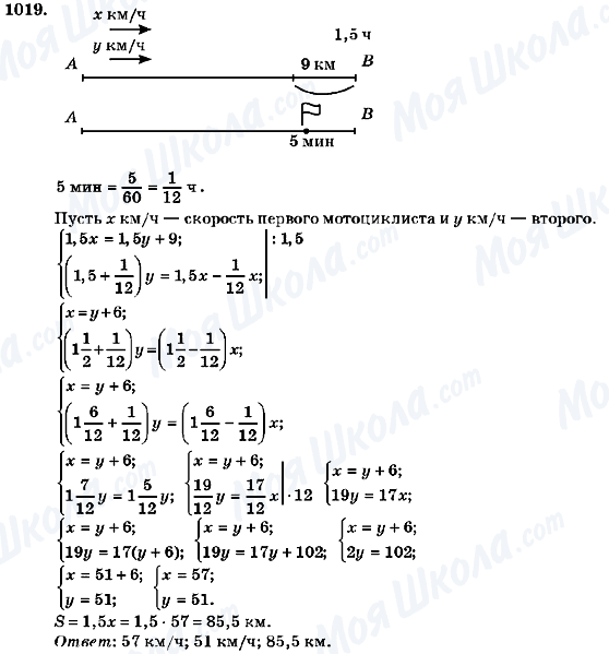 ГДЗ Алгебра 7 клас сторінка 1019