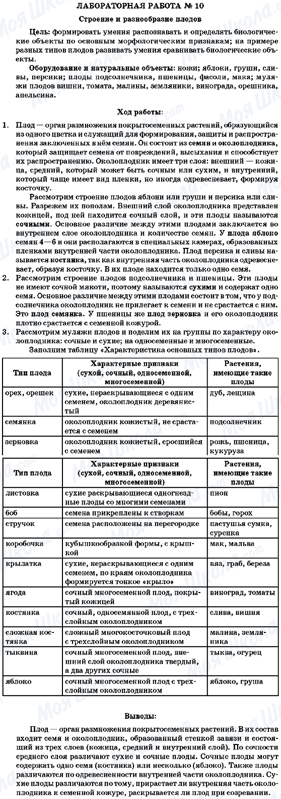 ГДЗ Биология 7 класс страница Лабораторная робота №10