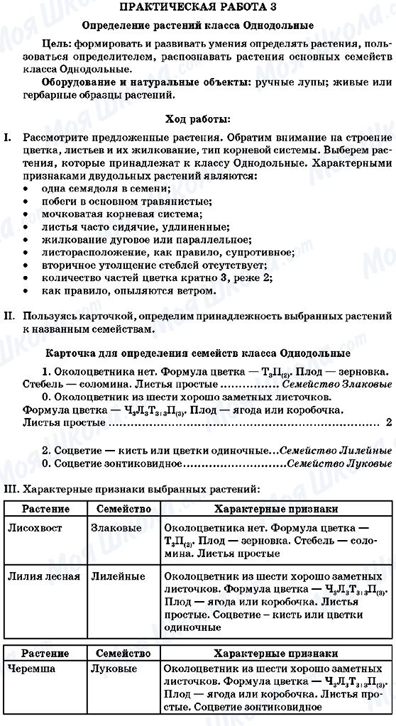 ГДЗ Біологія 7 клас сторінка Практическая робота №3