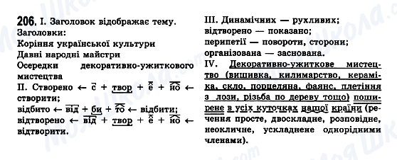 ГДЗ Укр мова 7 класс страница 206