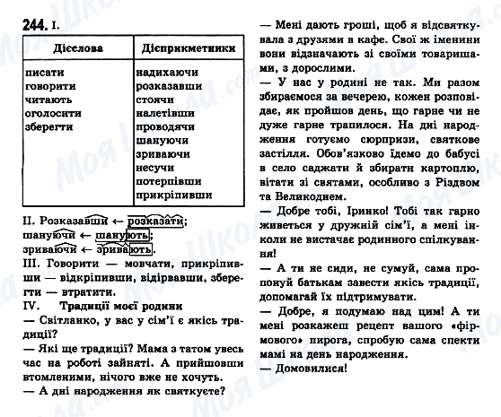 ГДЗ Укр мова 7 класс страница 244